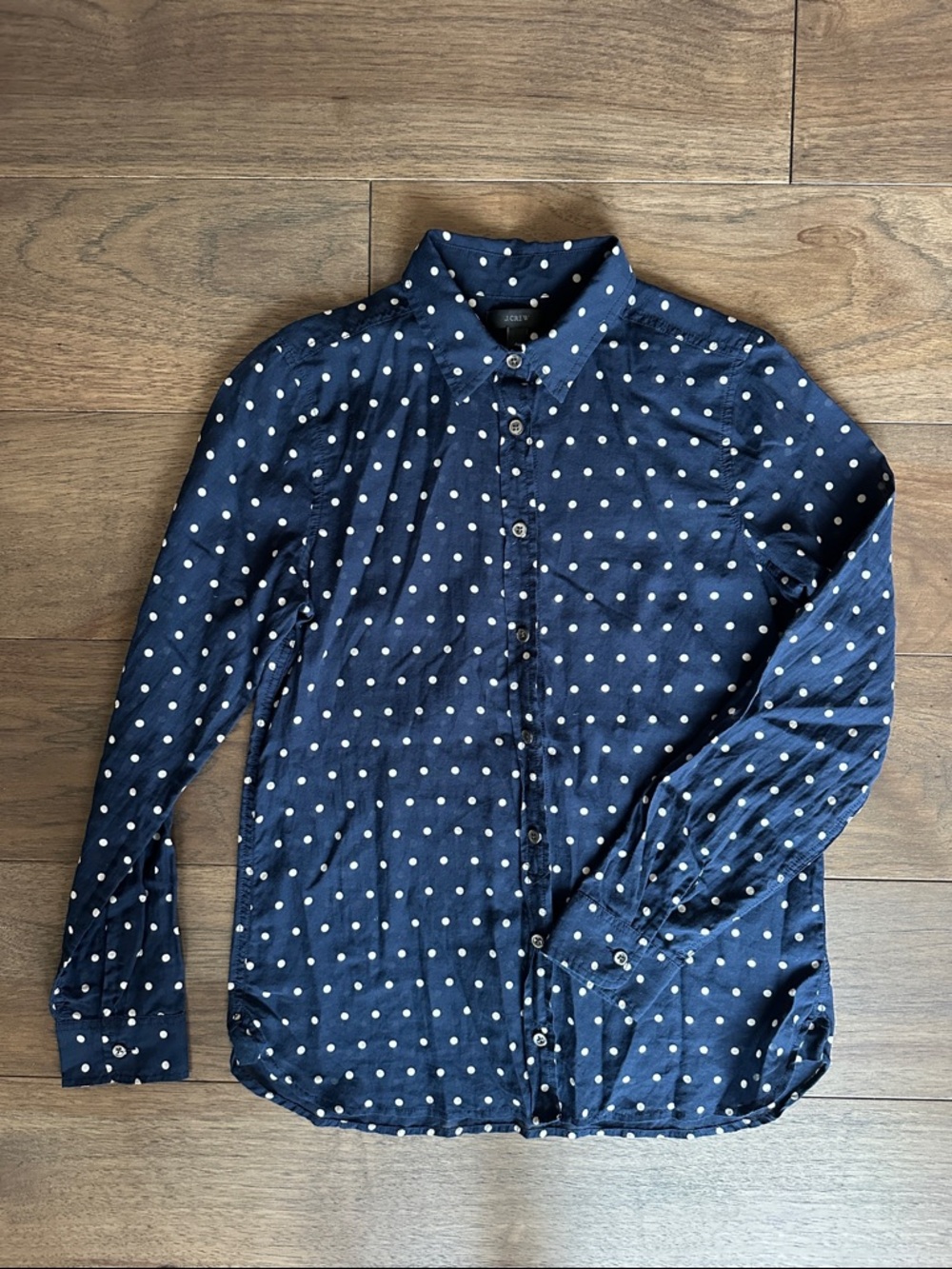 J.Crew Navy Polka Dot Button Down Shirt